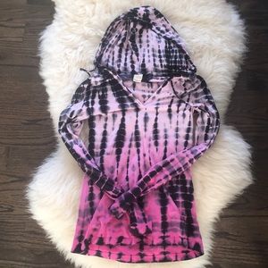 Pink and Black Tie Dye Hoodie